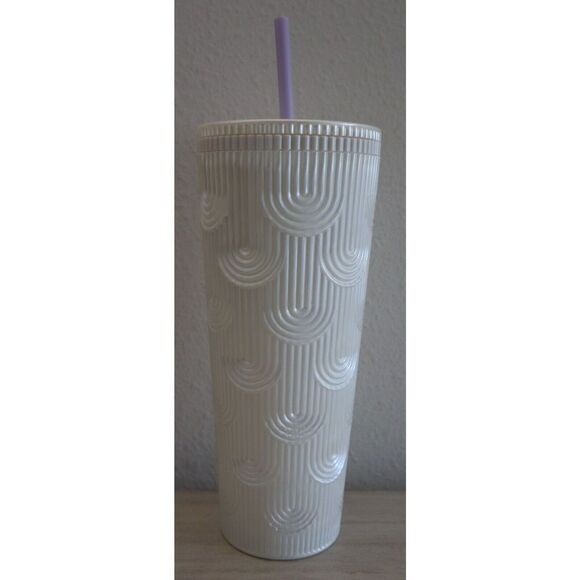 Starbucks 2023 White Pearl Shell Mermaid Siren Scales 24 oz Venti Tumbler - Picture 2 of 6